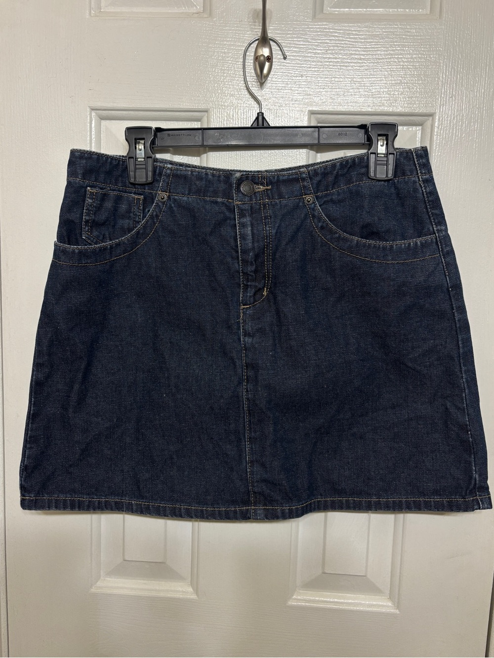 American Eagle Outfitters Women's Blue Solid Denim Mini Skirt 10 Regular Zip